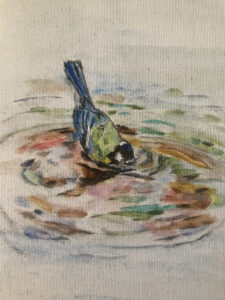 Meise beim Bad Malblock 15x20cm